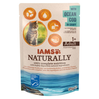Nourriture humide pour chat Iams Naturally cabillaud