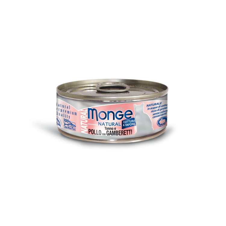 Monge Natural chat au thon, poulet et crevettes