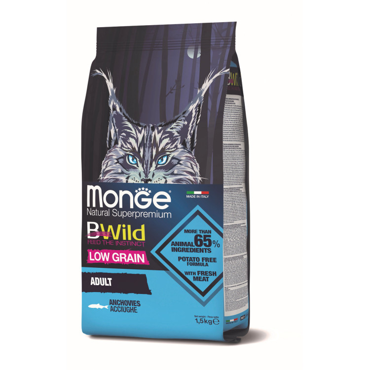 Monge Bwild Low Grain pour chat aux anchois