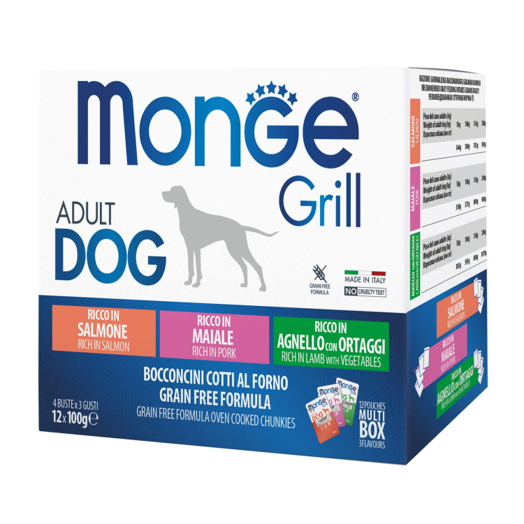 Monge Grill multipack pour chien au saumon, porc et agneau